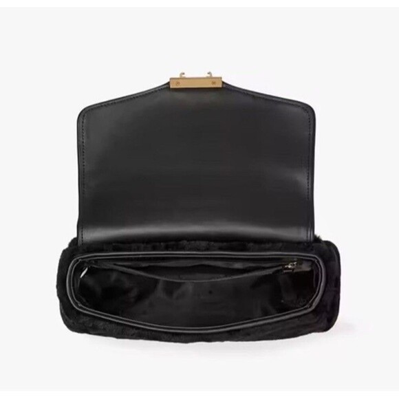 Kate Spade Carey Faux Fur Small Flap Shoulder Bag w/ Chain Leather Strap NWT's - Picture 4 of 15